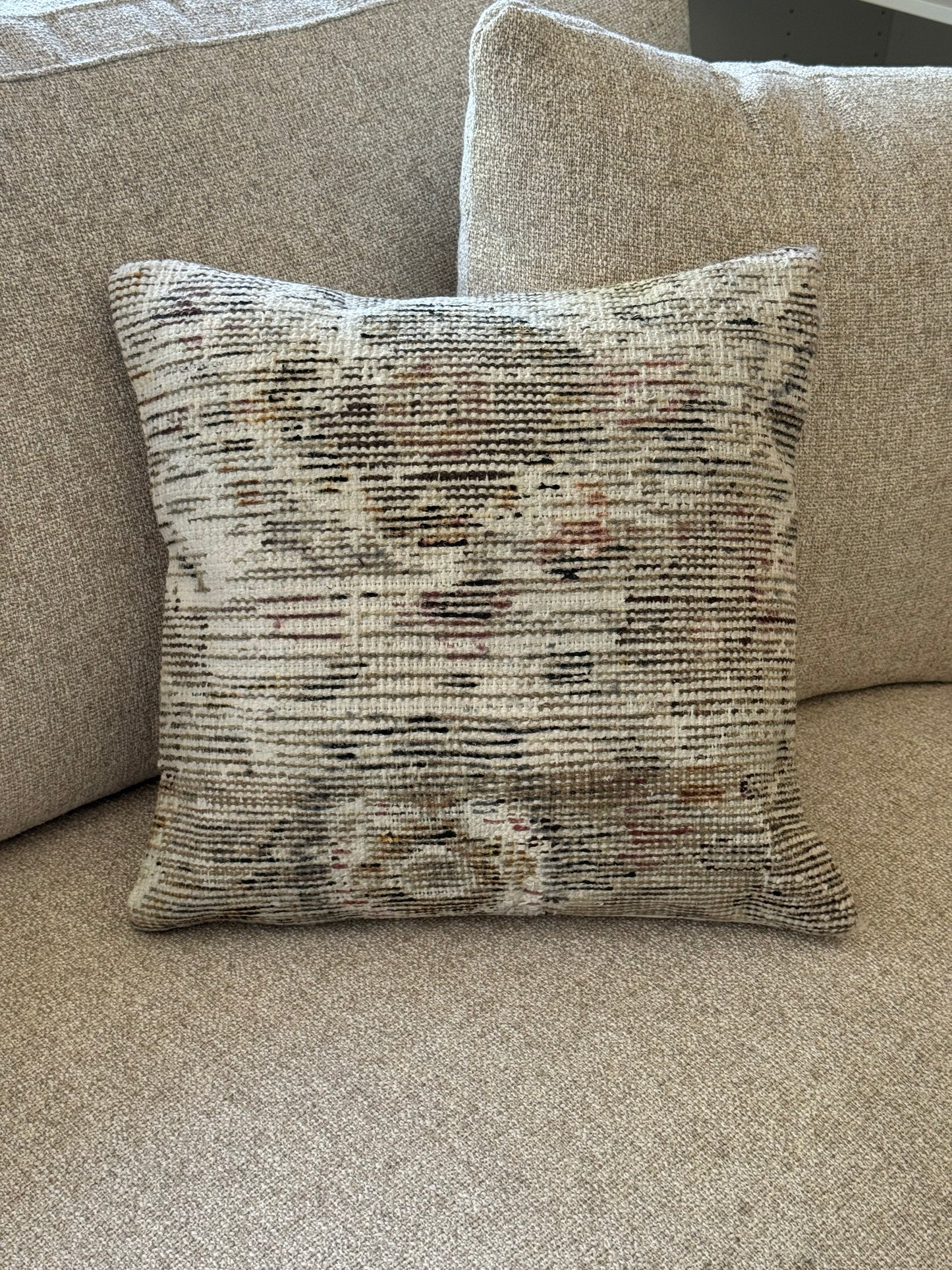 One of a kind green pink multi pillow