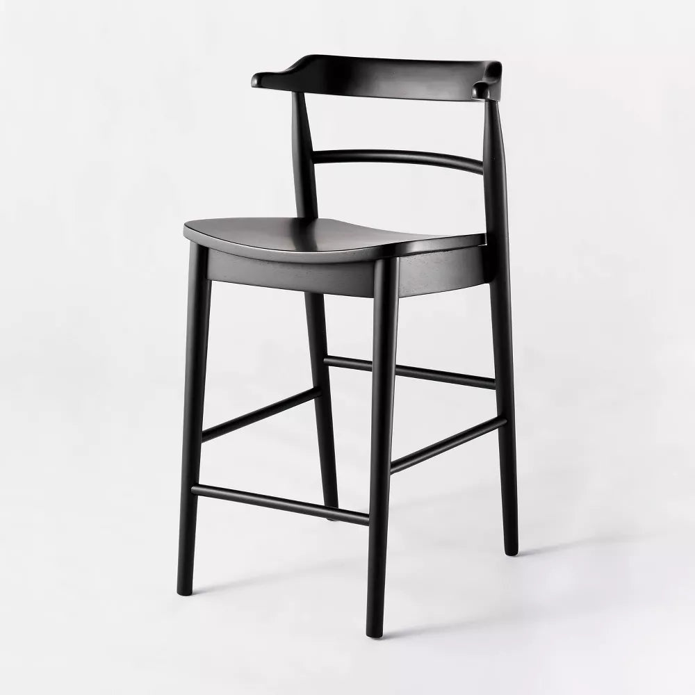 Kaysville Curved-Back Wood Counter Stool