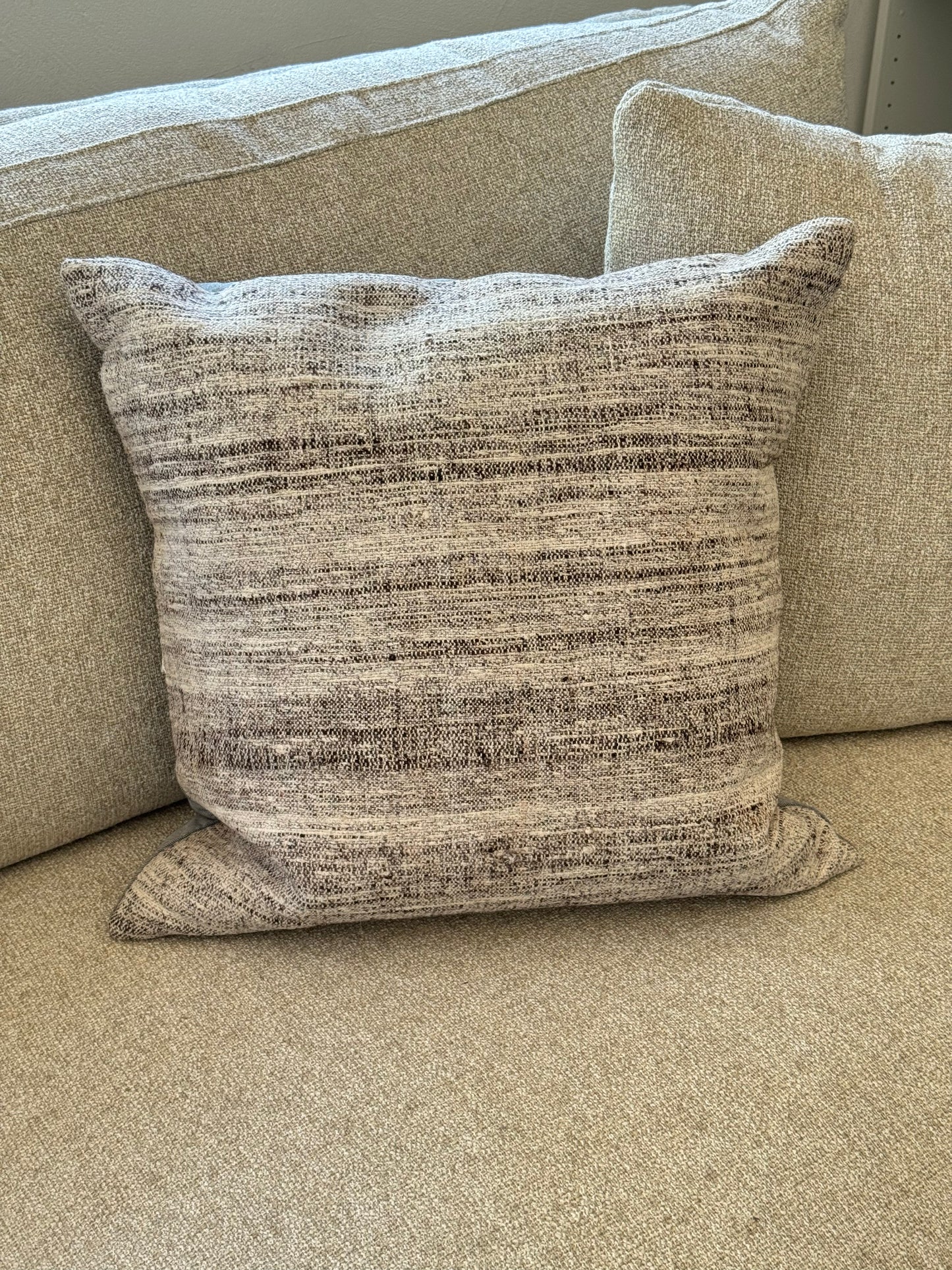 One of a kind brown and grey striped texture pillow
