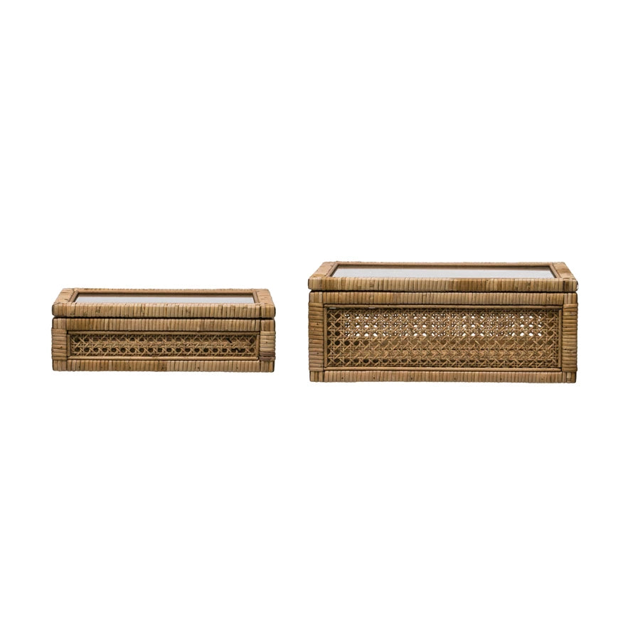 Display Boxes with Glass Lid (Set of 2)