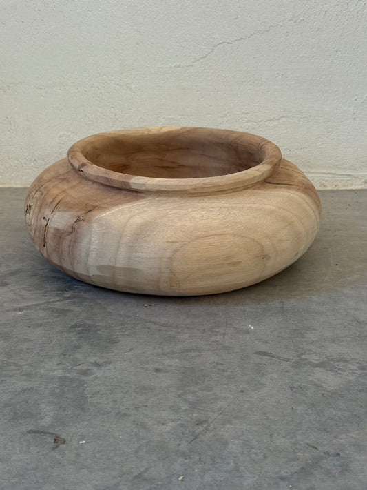 Round Lipped Solid Teak Bowl