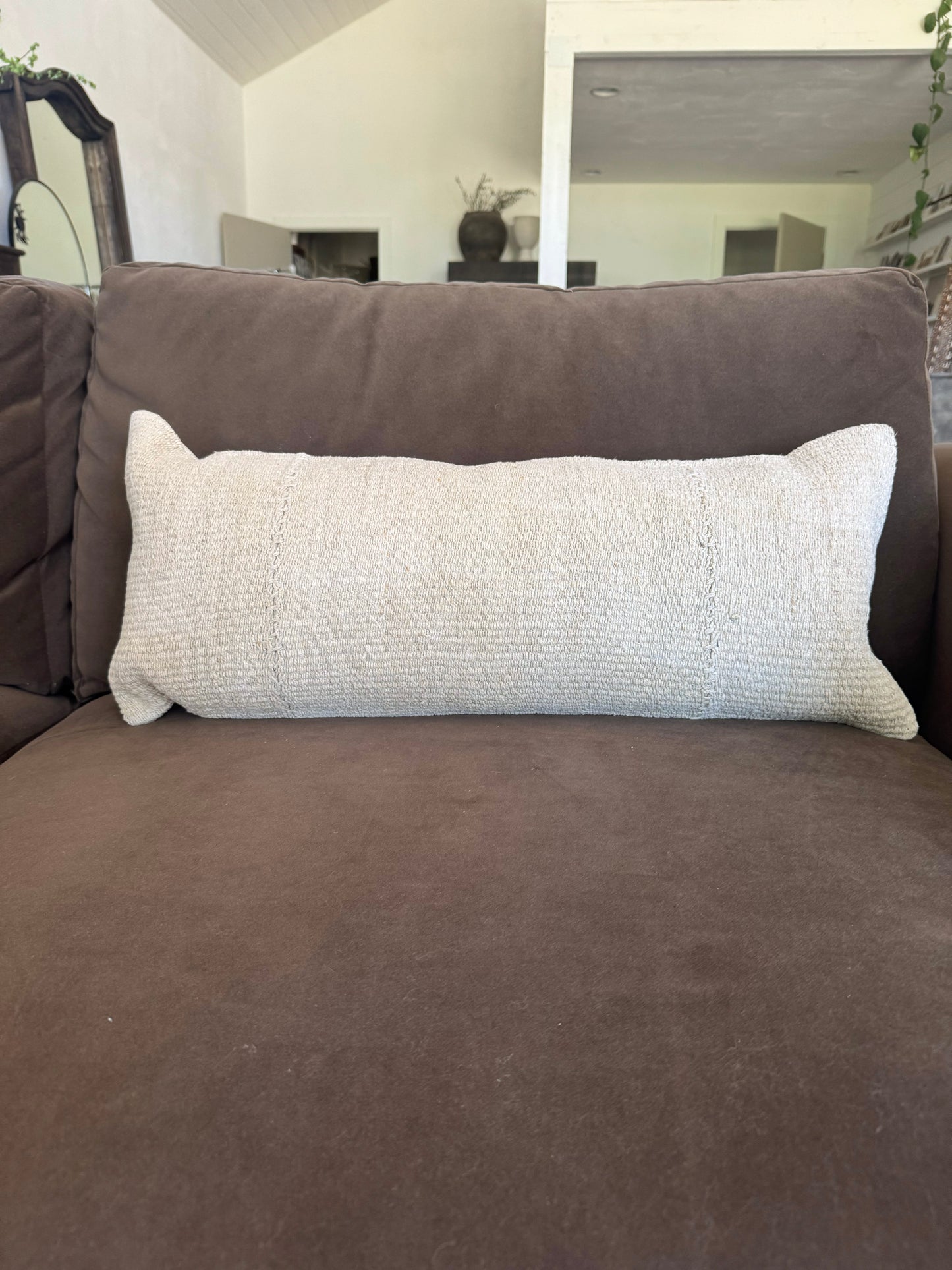 One of a Kind Beige Lumbar Pillow