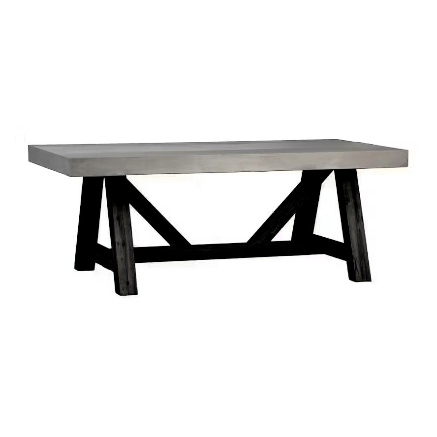 Painted Concrete Top w/Black Wood Base Table 72"