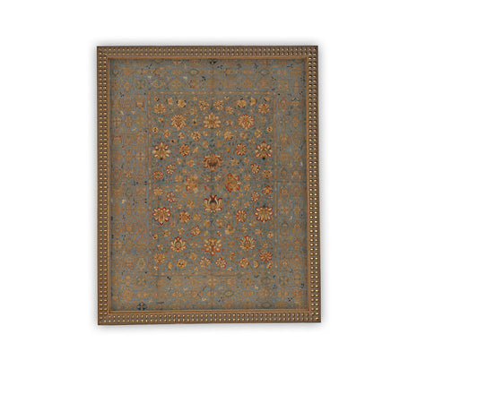 Vintage Art with Beaded Gold Frame
