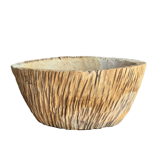 Natural Teak Rippled Bowl