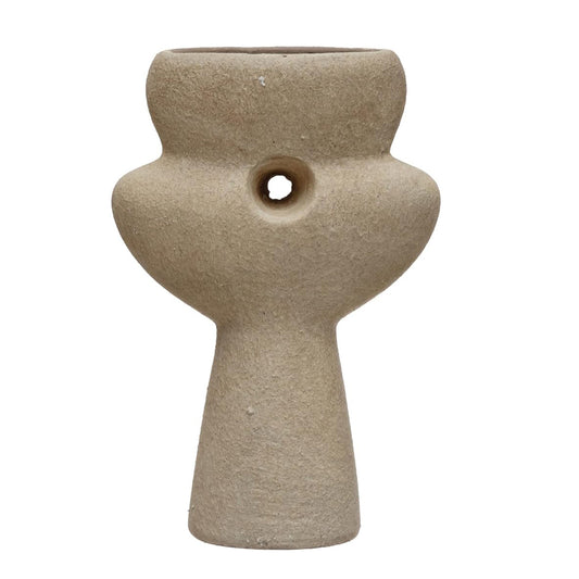 Terracotta Sculptural Vase (Cream)