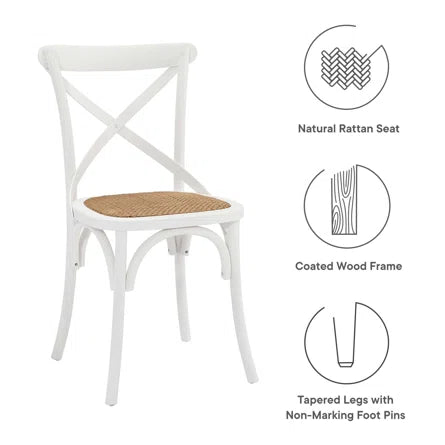 (Set of 2) White X Back Farmhouse Dining Chairs