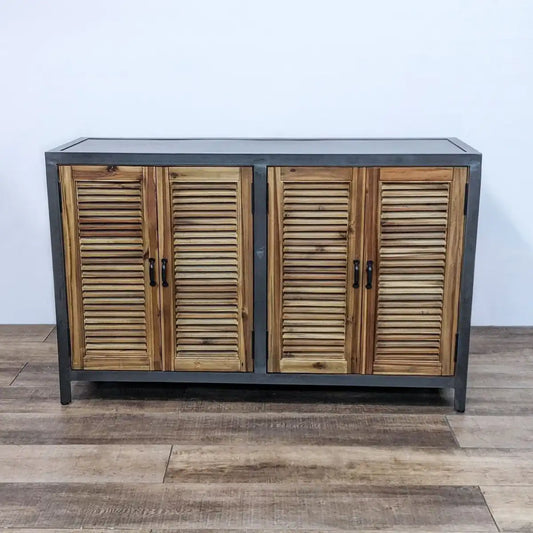 Wood Louvered Door Cabinet