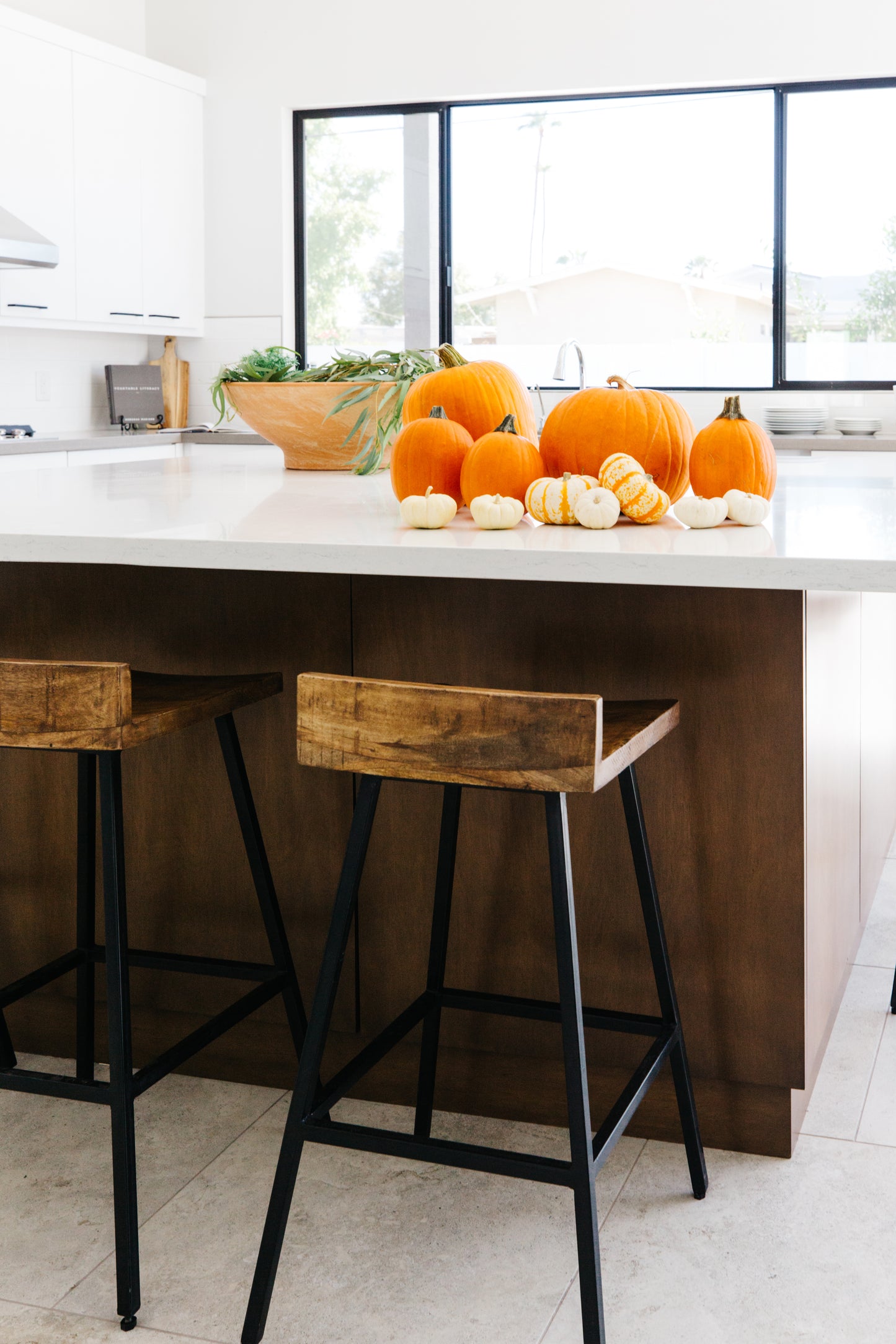 Wood Top With Short Back And Iron Legs Counter Stool